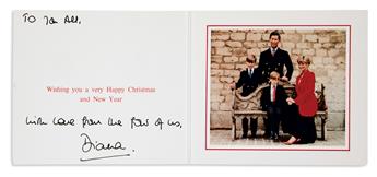 DIANA; PRINCESS OF WALES. Two Christmas cards, Inscribed and Signed, Diana, to Elizabeth Tilberis.